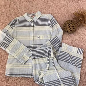 Victorias Secret Striped Button Down Pajama Set XS